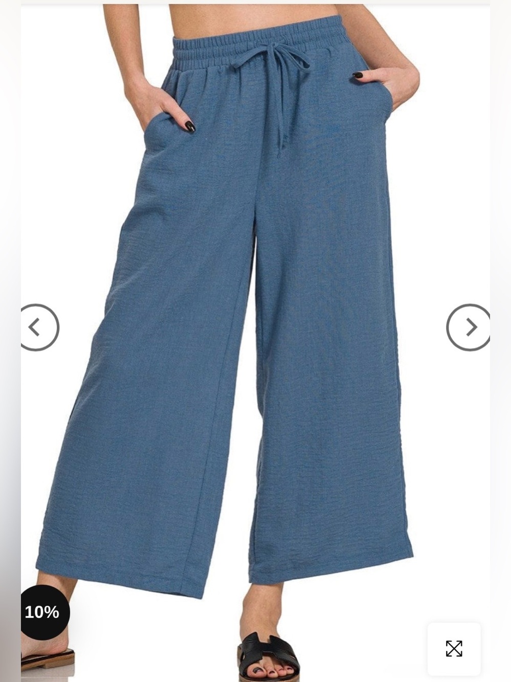 Zenana Crepe Cropped Pants Blue Medium NWOT